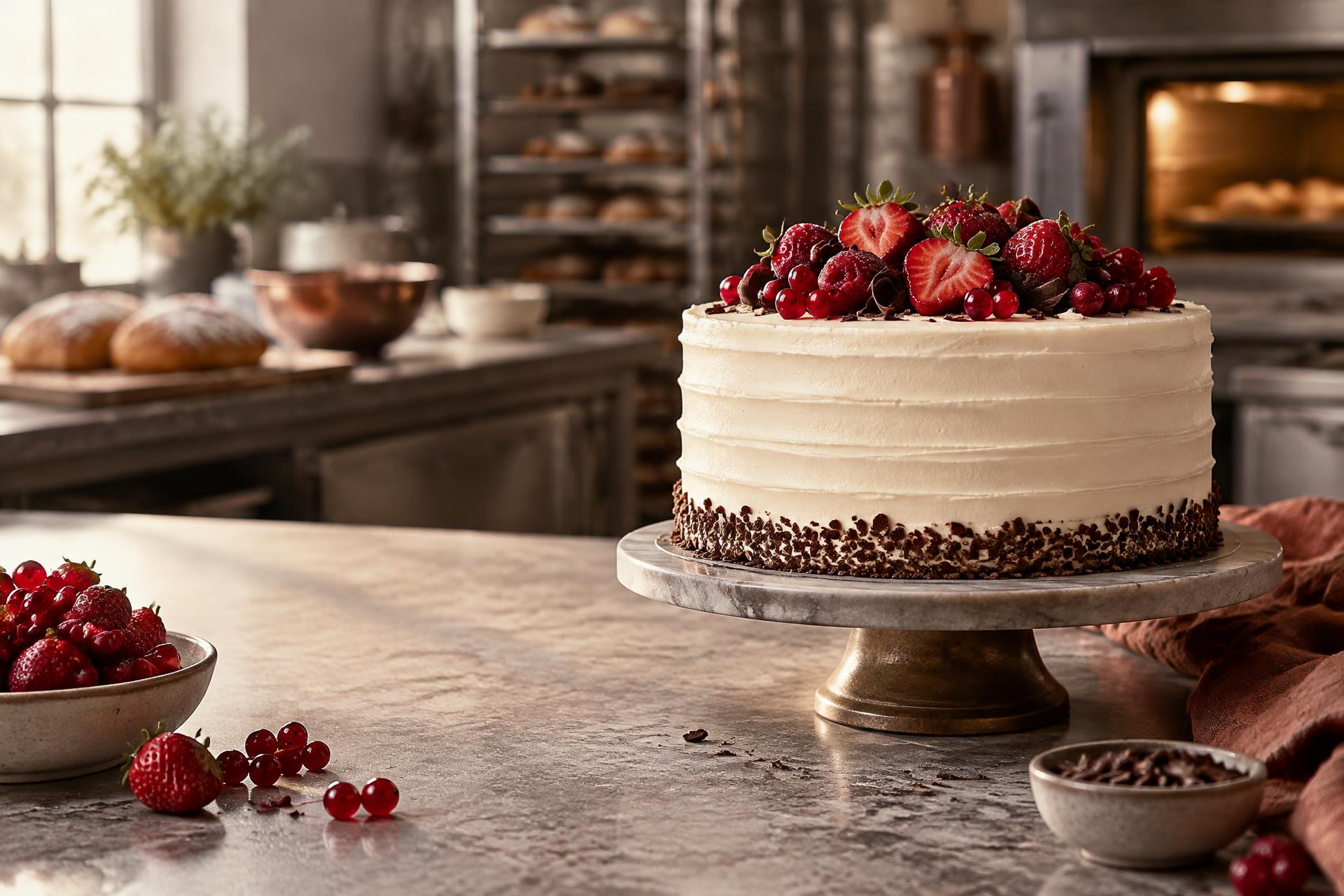 Bolo festivo Doce Beirão decorado com frutos vermelhos